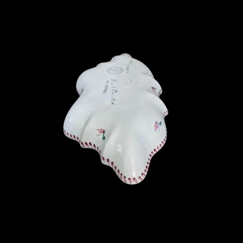 Vintage Candal Porto Portugal Hand Painted Floral Scalloped Pottery Dish